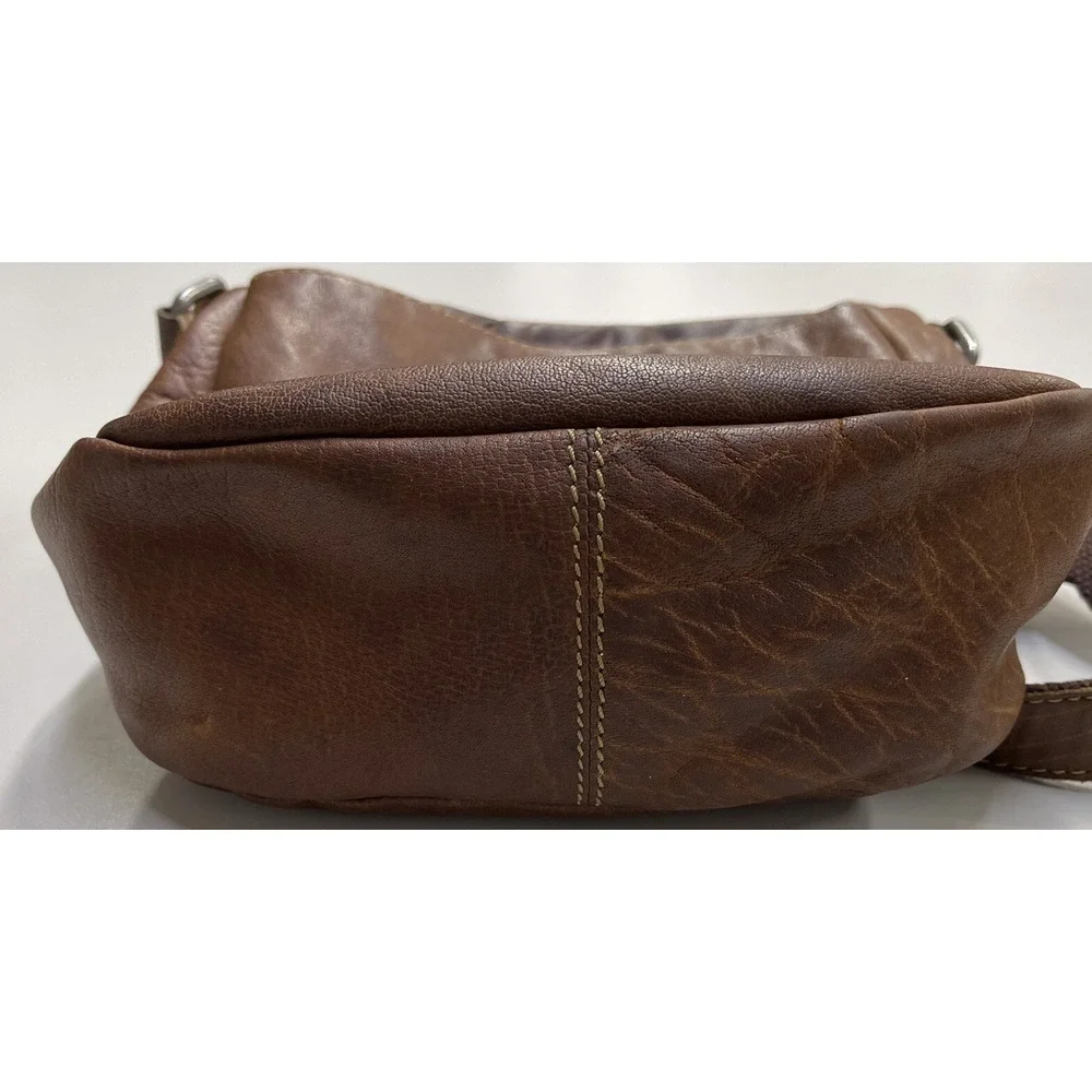 JACK‎ GEORGES Brown Distressed Leather Saddlebag Crossbody Handbag Boho Purse